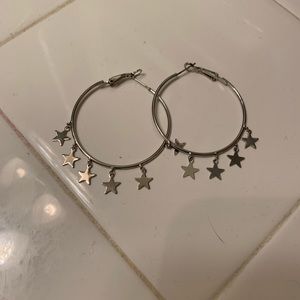 BRAND NEW Altar’d State Silver Star Hoop Earrings